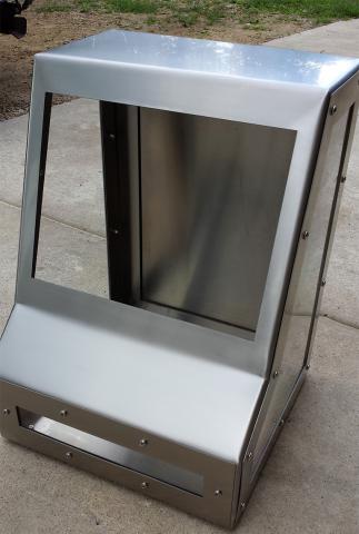 Silver custom controls cabinet with acrylic
